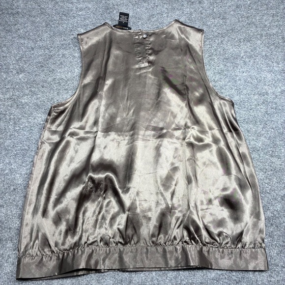 BCBG Max Azria Womens M Pleated Satin Sleeveless Blouse Metalic Brnze/Brownish - Picture 4 of 8
